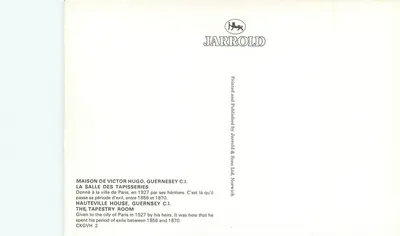 Sala das Tapeçarias — Hauteville House, Guernesey — JARROLD & Sons Ltd, Norwich — Verso