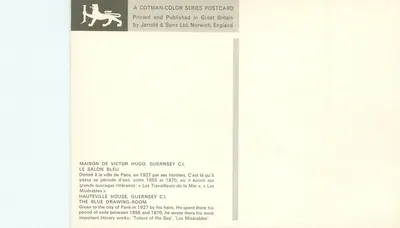 O Salão Azul — Casa de Victor Hugo, Guernsey C.I. — Cotman-Color Series, Jarrold & Sons Ltd, Norwich, England — Verso