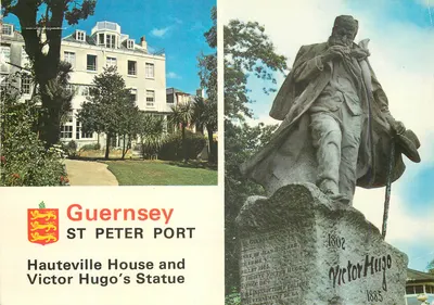 Hauteville House e Estátua de Victor Hugo — Guernsey, St Peter Port — Série Cotman-Color, Jarrold & Sons Ltd