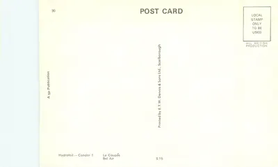 SARK, C.I. — Hydrofoil Condor 1 — La Coupée Bel Air — Wydawca E.T.W. Dennis & Sons Ltd., Scarborough — Rewers