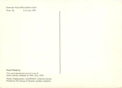 Ślub Królewski — Charles i Diana — Guernsey, 1981 — Rewers