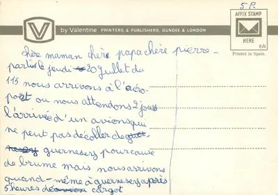 A Pequena Capela, Les Vauxbelets, Guernsey, Ilhas do Canal — Valentine Printers & Publishers, n° ET.4427 — Verso
