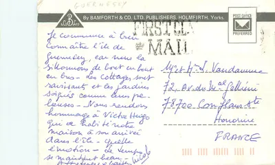 St. Peter Port, Guernsey — B.R. Passageiro a vapor entrando — Bamforth & Co. Ltd. ET.5610R — Verso