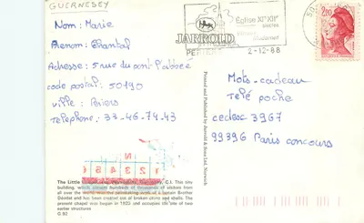 Igreja de Les Vauxrots — Guernesey — editor Jarrold & Sons Ltd, N° G 92 — Verso