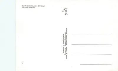 Place des Palmistes - Cayenne - Éditions G. Delabergerie — Rewers