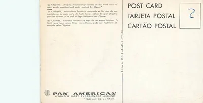 La Citadelle — fortaleza sobre uma montanha — Pan American World Airways — Verso