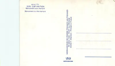 Monumento aos Mártires — Haiti — editor IRIS — Verso