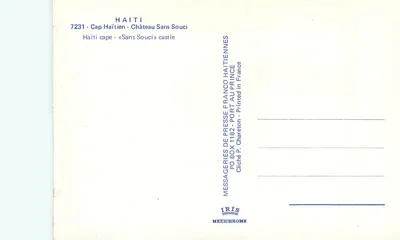 Kasteel Sans Souci — Haïti — Messageries de Presse Franco-Haïtiennes — Achterkant