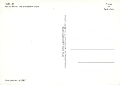 Port-au-Prince — Presidentieel paleis — Royal Caribbean Publications Ltd. — Achterkant