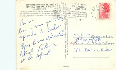 Havaí — paisagens e recordações — s.a.r.l. 'Portraits Robbert' - Bruyères-en-Vosges — Verso