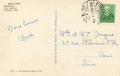 Budapeszt — ogólne widok — Cártony és Fenyvesi 1293 — Rewers