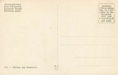 Budapest — Pont de Elisabeth — B.J. n° 173 — Verso