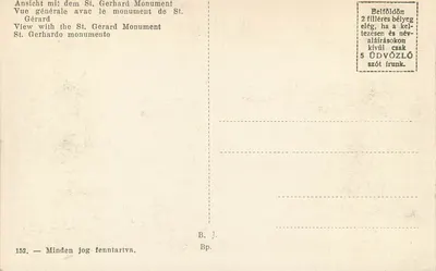 Budapest — Vista com o monumento de São Gerardo — B. J. n°152 — Verso