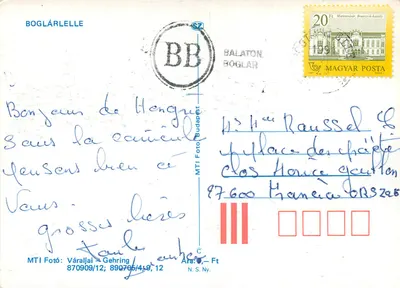 Boglárlelle — kínizsi údvar — wydawca MTI Fotó, n° 870909/12 — Rewers