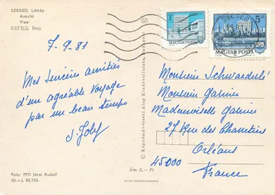 Vista aérea de Szeged — editor MTI, n° XI-L 82/752 — Verso