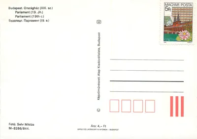 Budapest. Országház (XIX. sz.) — Parlamento (19e siècle) — Képzművészeti Alap Kiadóvállalat, Budapest — Verso
