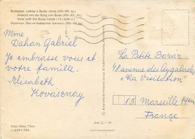Budapest — uitzicht op de citadel van Buda — uitgever Inkey Tibor, n° I-6261/782 — Achterkant