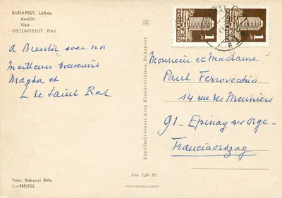 Vista de Budapeste — Edifícios e pontes — Editor Képzőművészeti Alap Kladovállalata, n° 1-959/722 — Verso