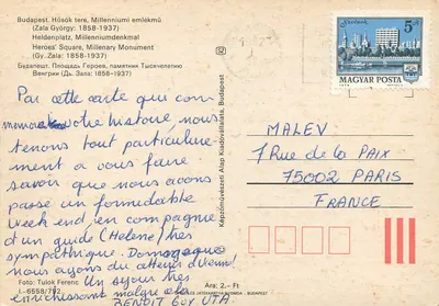 Budapest, Hősök tere — Monumento do Milênio — editor Tulok Ferenc, n° 1-6558/792 — Verso