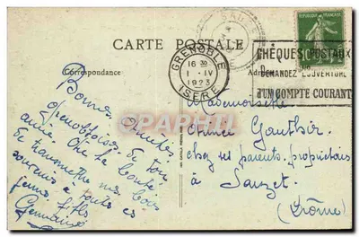 Grenoble - Les Quais, la Vedette et le St-Eynard (alt. 1354 m.) — B. F. — n° 28 — Verso