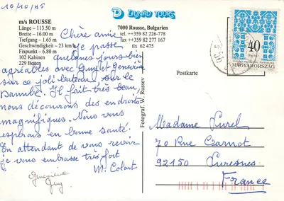 Wycieczka po Dunaju — m/s Rousse — wydawca Dunau Tours — Rewers