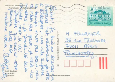 Budapest — Bastião dos Pescadores e estátua — Képzőművészeti Kiadó, n° 4201-0044 — Verso