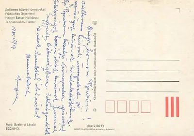 Zabawne jajka wielkanocne — natura i rzemiosło — Képzőművészeti Alap Kiadóvállalata, Budapeszt, nr 532/843 — Rewers