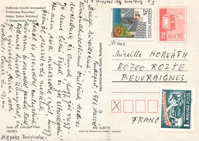 Páscoa — ovos coloridos e galhos de salgueiro — editor Képzőművészeti Kiadó, Budapeste, n° 155/853 — Verso