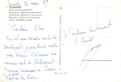 Budapeszt — Pomnik Milenium — Wydawca Képzőművészeti Alap Kiadóvállalata, n° 262/591 — Rewers