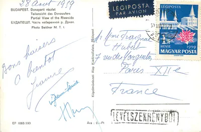 Budapeszt — widok brzegu Dunaju — Wydawca Képzőművészeti Alap, n° EF 1063/593 — Rewers
