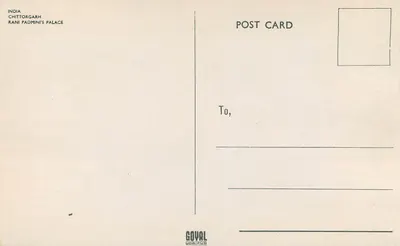 Chittorgarh — Pałac Rani Padmīnī — wydawca Goval, Udaipur — Rewers
