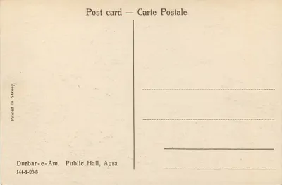 Durbar-e-Am. Hala publiczny, Agra — seria 144-1-28-8 — wydane w Saksonii — Rewers