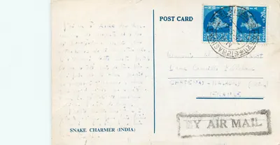 Charmeur de serpents — Índia — SNAKE CHARMER (INDIA) — editor não visível — Verso