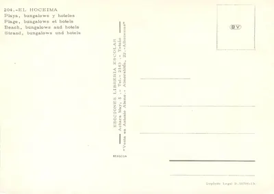 El Hoceima — praia, bangalôs e hotéis — Éditions Librería Escolar — Verso