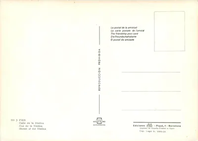 Calle de la Medina — Fès — Edições CISA, Piquéd, Barcelona — Verso