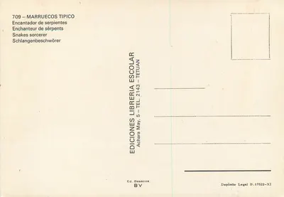 Encantador de serpentes — Marrocos — Edições Livraria Escolar — Verso