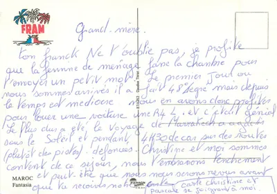 Cavaleiro a cavalo — Marrocos — editor FRAM n° 871453 — Verso