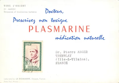 Dansen en muzikanten Berber — VERS L'ORIENT IV - MAROC — Laboratoria LA BIOMARINE, Dieppe, Frankrijk — Achterkant