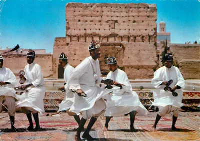 Bilhete postal moderno Folclore guenaoua marrakech