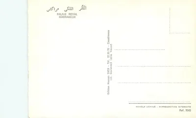 Palácio Real — Marrakech — Edição Hassen TBER — Verso
