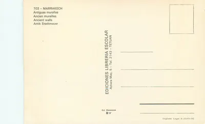 Marrakech — Velhas muralhas — Edições Livraria Escolar — Verso