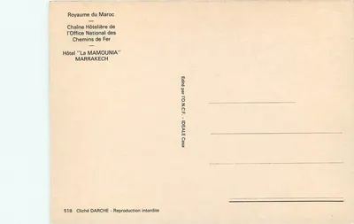 Hotel La Mamounia — Marrakech — wydane przez O.N.C.F. - IDEALE Casa — Rewers