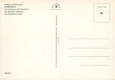 Os túmulos dos Saadianos — Marrakech — Edição Bertrand — Verso