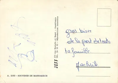 SOUVENIR DE MARRAKECH — Wydawca JEFF, nr A. 2183 — Rewers