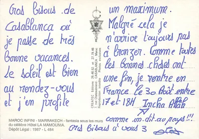 Marockie jeźdźcy w akcji — Pamiątka Maroka — Wydawnictwo Chateaubriand — Rewers