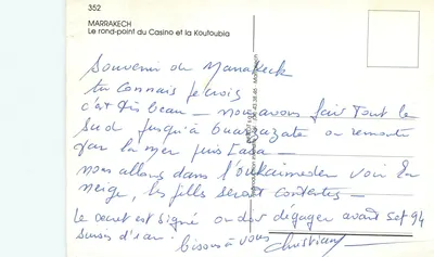 Marrakech — Le rond-point du Casino et la Koutoubia — Édition DIFEROT — Rewers