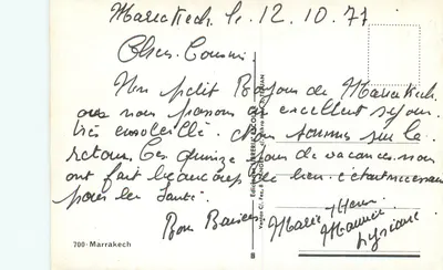 Rynek ceramiki — Marrakech — Wydawca: Banger & Télian, nr 700 — Rewers