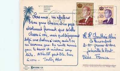 Rue des teinturiers w Marrakechu — wydawca Komaroc SA, nr 7 — Rewers