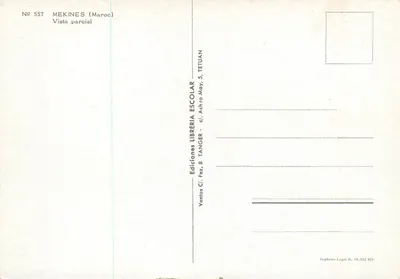 Meknès (Maroc) — vue panoramique — Éditions Librería Escolar, Tétouan — Rewers