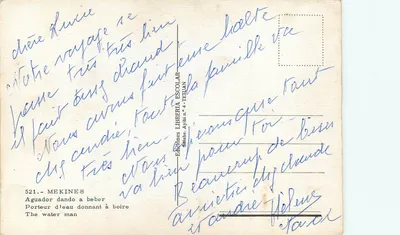 Meknes — Portador de água e vendedor de recordações — Edições LIBRERIA ESCOLAR, Série n° 4, Tétouan — Verso